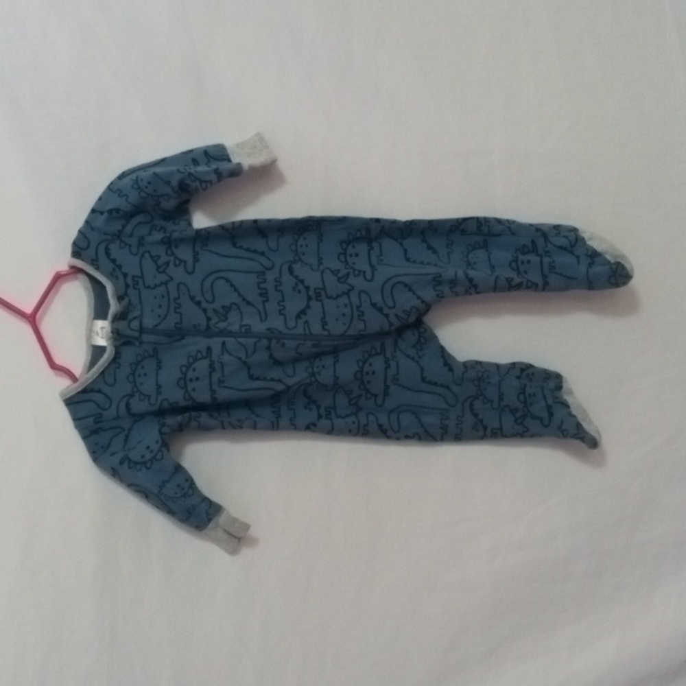 Gerber Onsie Blue Dinosaur Print Footie